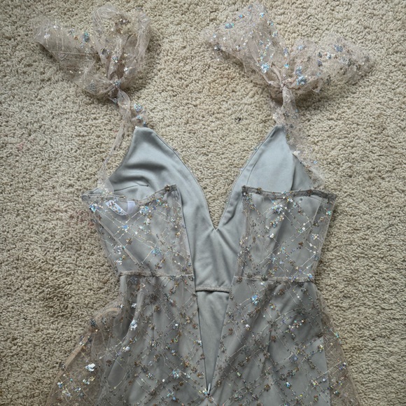 Lucy in the Sky Sequined Silver A-Line Dress - Picture 3 of 8